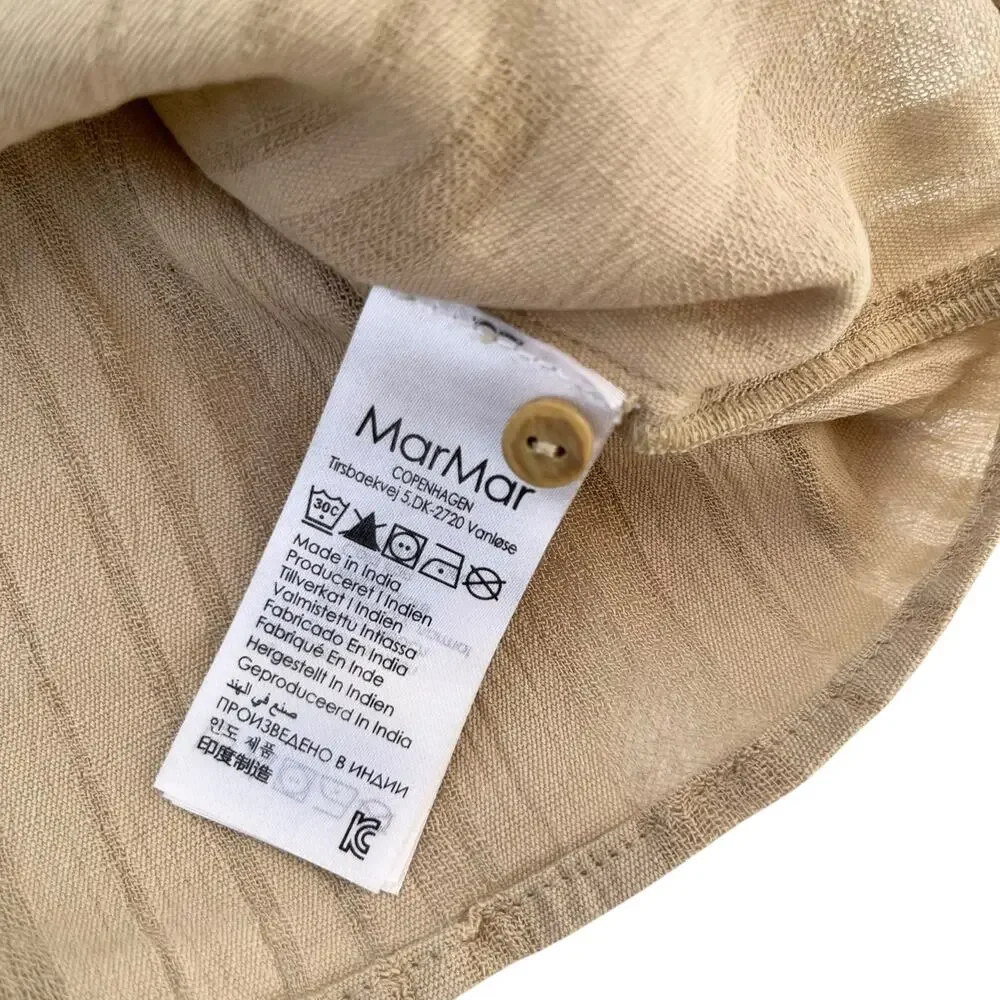 MarMar Copenhagen Boys Tan Cotton Short Sleeve Shirt 12M NWT Designer Lux